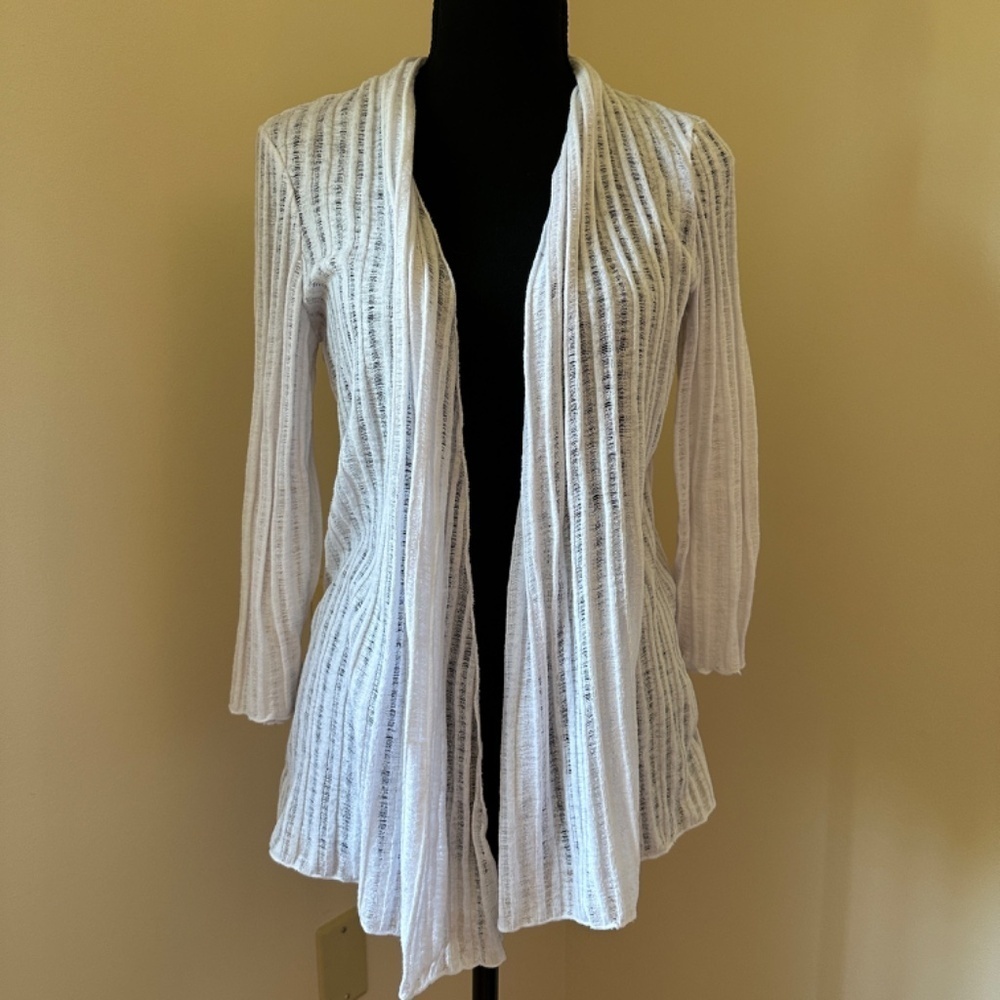 *JM COLLECTION* Petite White Long Sleeve Open-Front Cardigan Sweater Size PM